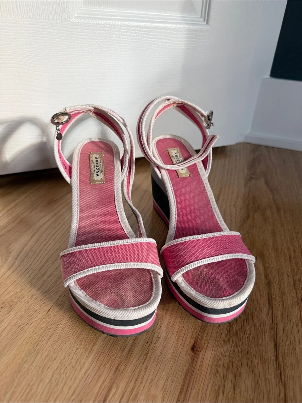Arizona Jean Company Pink Platform Ankle-Strap Wedges